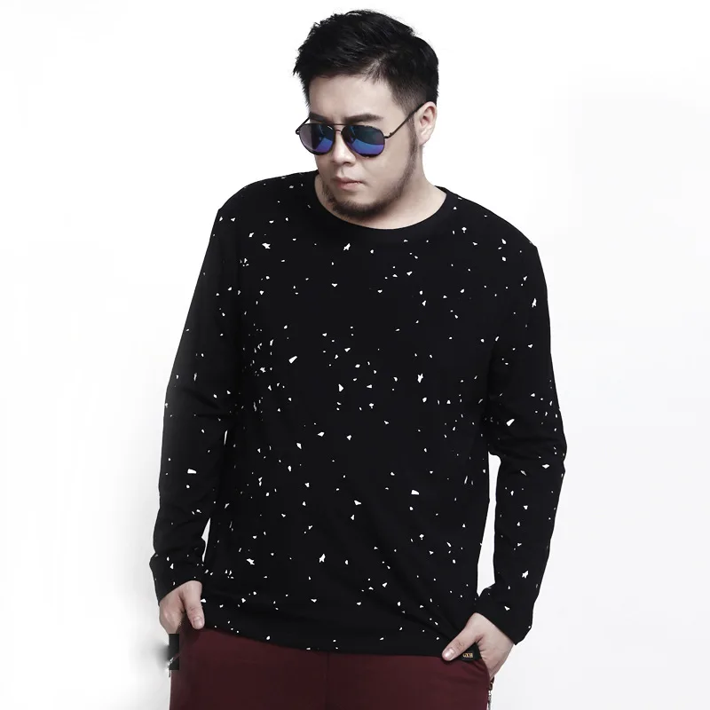 

tide brand Large size men "s long-sleeved T-shirt Spring and Autumn models plus fat to increase the Wave point T-shirt 7XL