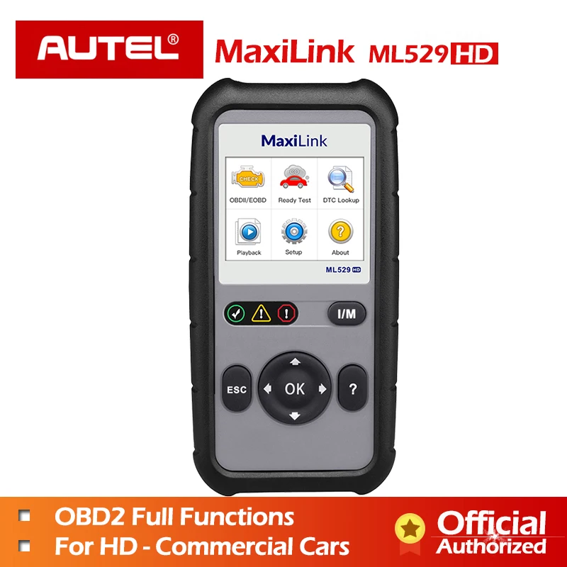 

Autel ML529HD Diagnostic Tool Full OBD2 EOBD Car Scanner Auto Scan Tools J1939 J1708 HD Verhicle Code Reader pk ML529 AL529HD