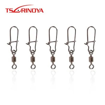

TSURINOYA 20Pcs 7# 10# Stainless Steel Fishing Connector Pin Bearing Rolling Swivel Safety Snaps Fishhook Lure Accessories Pesca