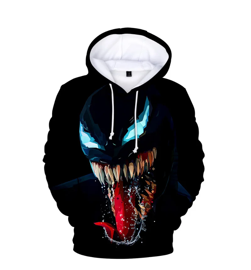 Comic Venom Hoodie Sweatshirts Men Superhero Anime Cool Black Autumn Winter Tops Plus Velvet Warm Hoody Couple Hip Hop Pullovers (4)