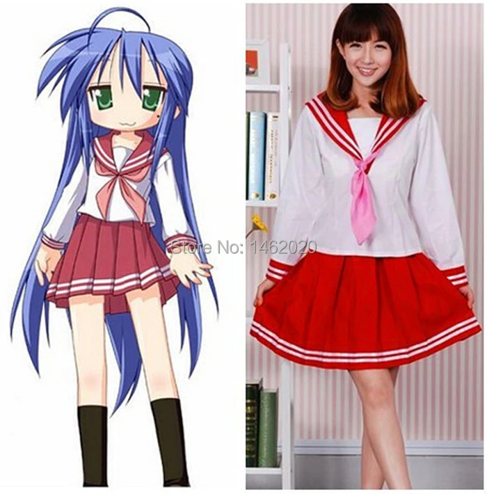 Lucky Star Konata Izumi Cosplay Kostüm Schuluniform Kleidung Kleid  emboitement vollen satz (Tops + Röcke + Schal)|scarf camouflage|scarf  organizersclothes container - AliExpress
