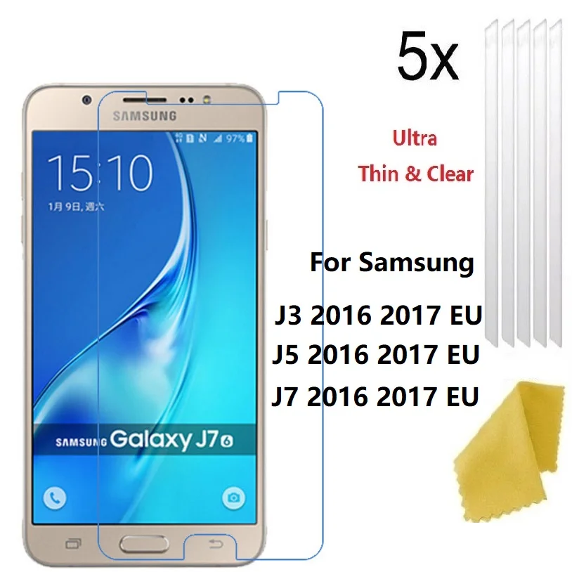 

5 pcs LCD Film protecctive Foil screen protector For Samsung Galaxy J3 J5 J7 2016 2017 Europe HD Anti scratch guard cover