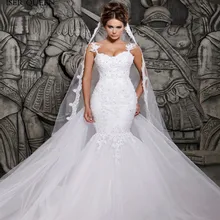 Аппликации кружевные со стразами Бисероплетение Свадебное платье es Сексуальная Иллюзия сзади Африканский Русалка свадебное платье чистого белого цвета размера плюс W0014