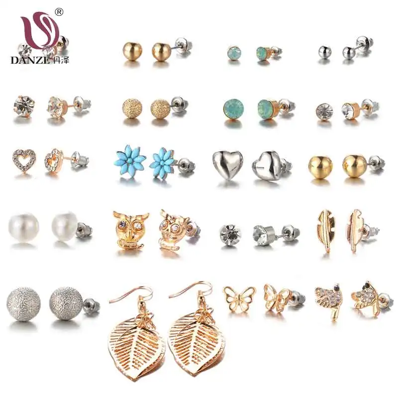 DANZE Lose Money 20 пар в упаковке набор Brincos Смешанные Серьги-гвоздики для женщин хрустальные серьги-гвоздики модные ювелирные изделия из искусственного жемчуга