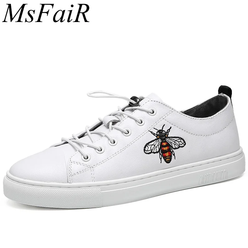 

MSFAIR 2019 Skateboarding Shoes Genuine Leather Skate Canvas Shoes Man Brand Sports Mens Sneakers Walking Sport Shoes For Men