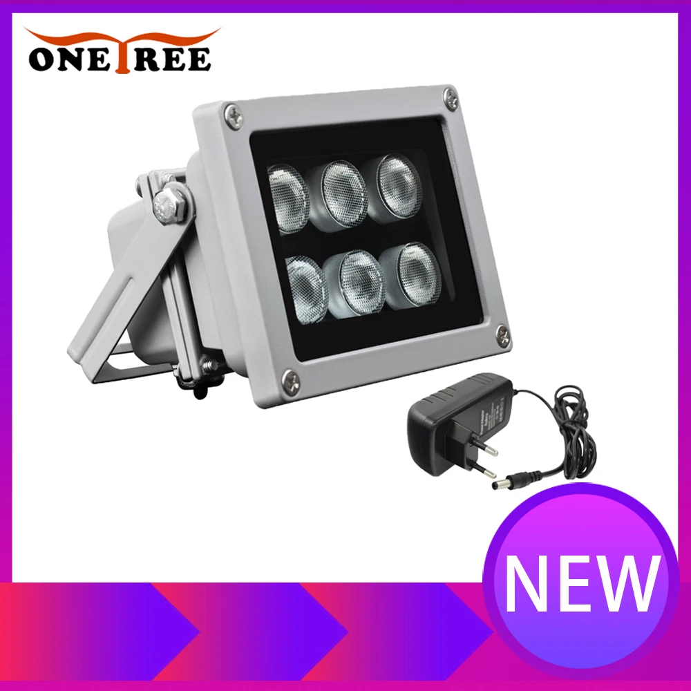 

Infrared Light 6 Strong LED Night Vision Range 50M 850nm Aluminium Illuminator lamp for Security CCTV IP Camera with 12V2A power