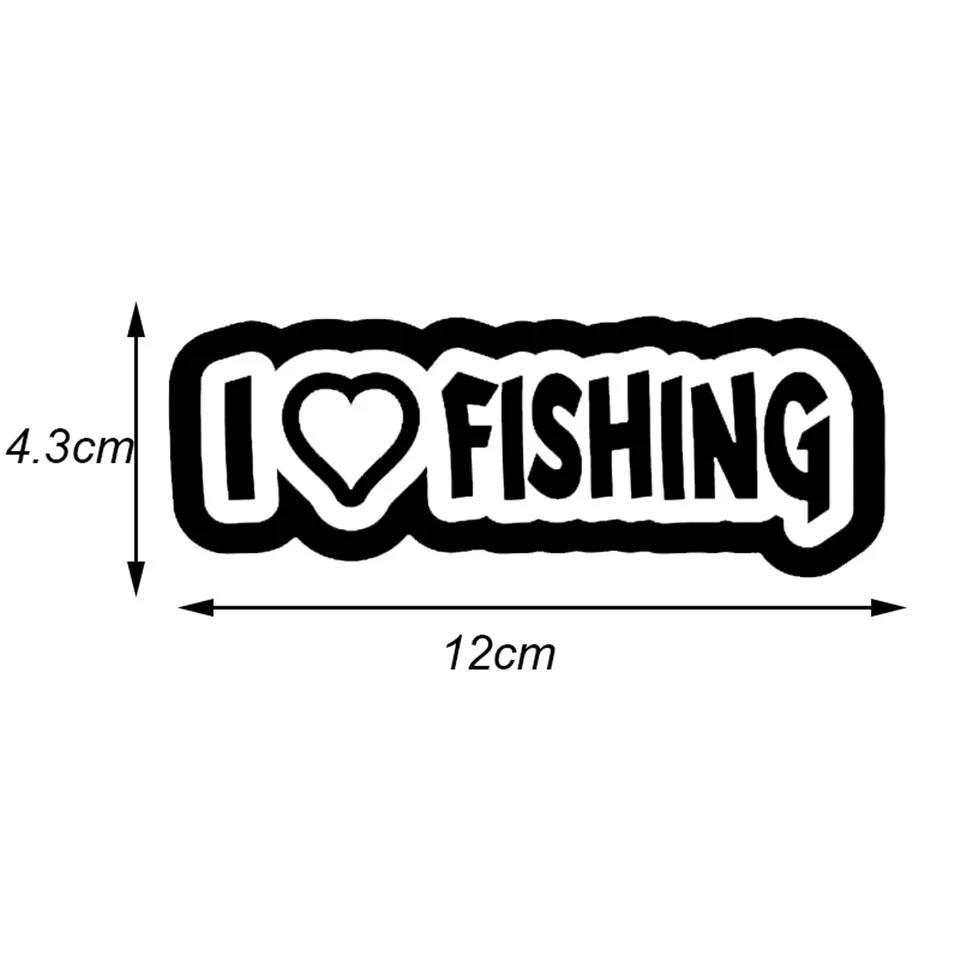 12cm4.3cm I LOVE HEART FISHING Fashion Vinyl Car Sticker Decals BlackSilverLaser 1015 (4)