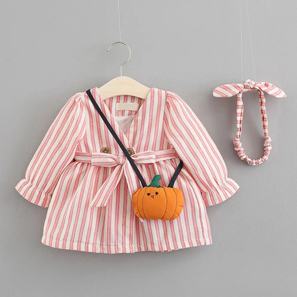 Toddler Infant Kids Baby Girl Halloween Striped Princess Dress Headband