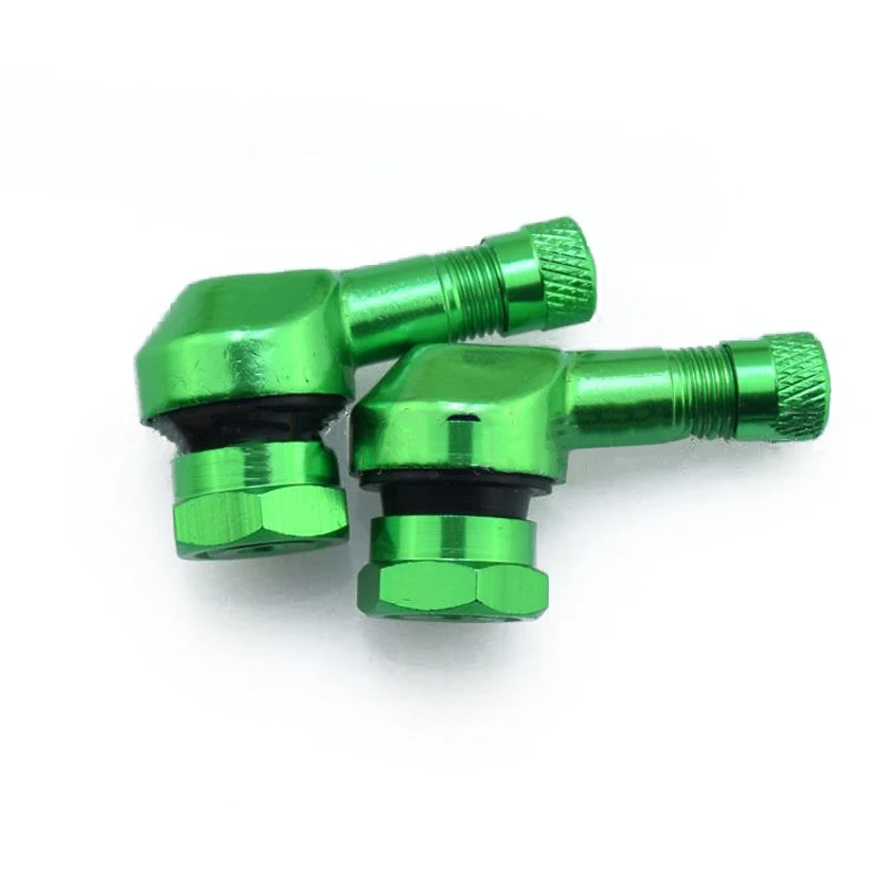 Mayitr 2pcs CNC Motorcycle 90 Degree Wheel Tire Tubeless Valve Stem Cap Aluminum Alloy Rubber Gold Red Silver Green