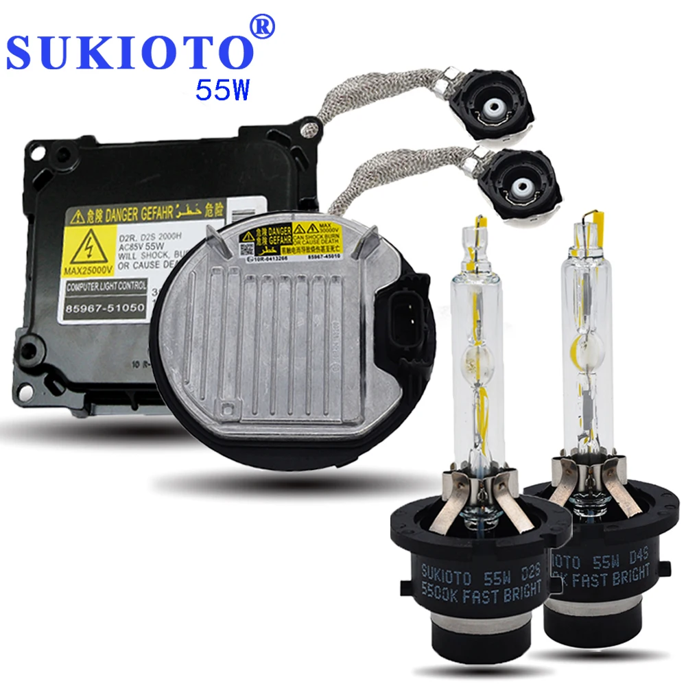 SUKIOTO 55W Xenon D4S D2S Headlight xenon ballast Kit hid d2s xenon projector lens bulb 5500K fast bright hid light D4S ballast SUKIOTO 55W Xenon D4S D2S Headlight xenon ballast Kit hid d2s xenon projector lens bulb 5500K fast bright hid light D4S ballast