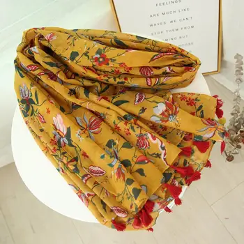 

New Vintage Chic Fashion Flower Tassel Women Vacation Beach Travel Sun Protection Scarf Shawl