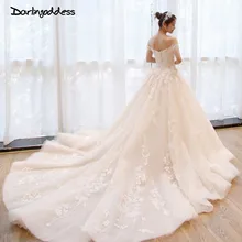 Darlingoddess Vestido De Noiva Королевский Шлейф милое бальное платье Свадебные платья аппликации цветы винтажные кружевные платья невесты