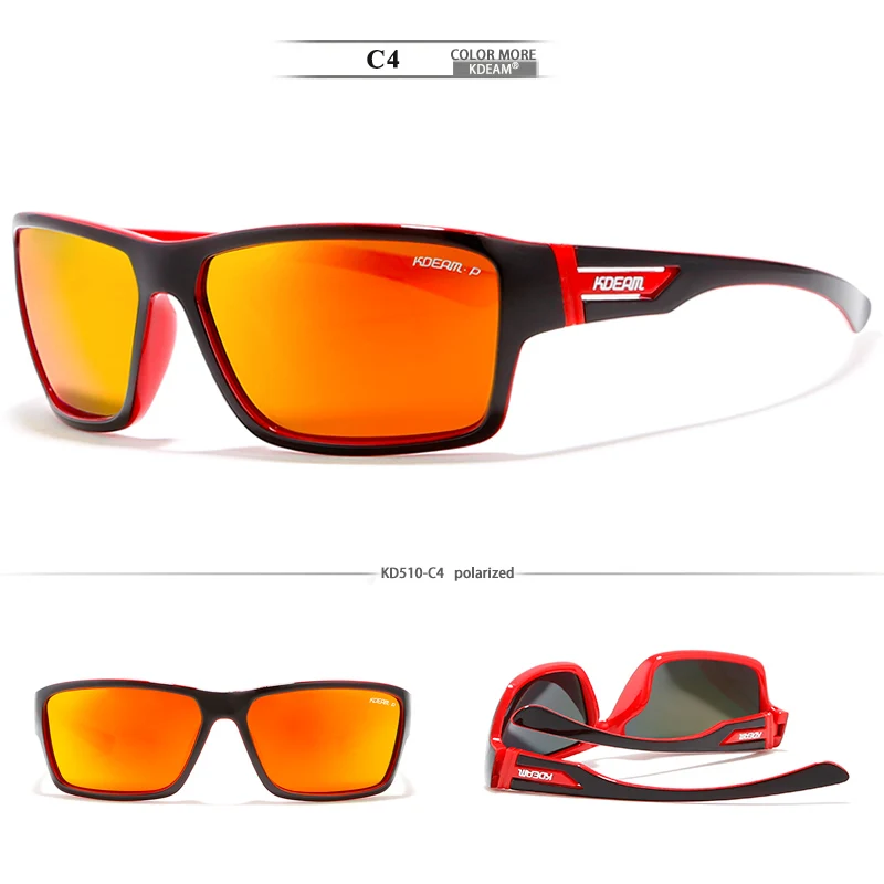 Прямоугольная форма Kdeam светильник солнцезащитные очки для мужчин поляризационные фирменный логотип солнцезащитные очки occhiali da sole uomo polarizado с коробкой - Цвет линз: C4