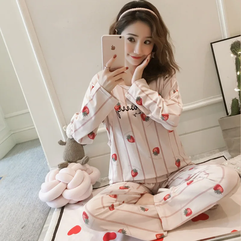 Dollplus/ с длинным рукавом Пижама для беременных Для женщин для беременных пижамы наборы Для женщин кормящих набор ночных рубашек