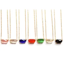 Новая мода маленький овальный цветной стеклянный кошачий камень кулон ожерелье для женщин