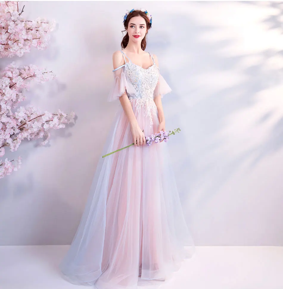 SSYFashion/Новинка; милое розовое платье для выпускного вечера; платье невесты для банкета; Милая Кружевная аппликация; Длина до пола; вечерние платья; Robe De Soiree