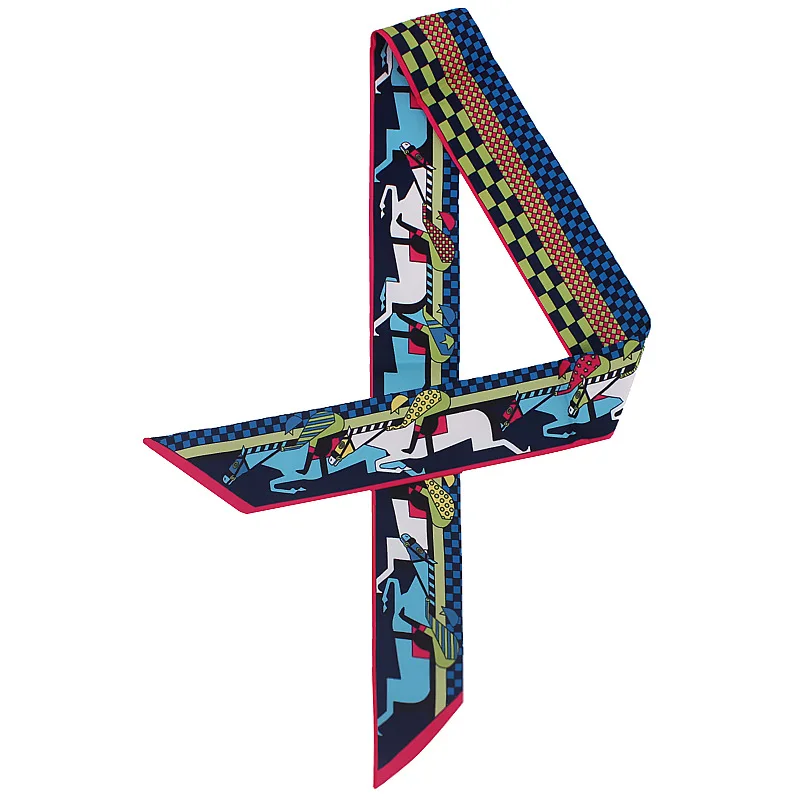 Skinny Twill Silk Head Scarf Women Fashion Choker Bag Handle Decoration Summer Horse Print Neck Wear Magic Ribbon For Hair |