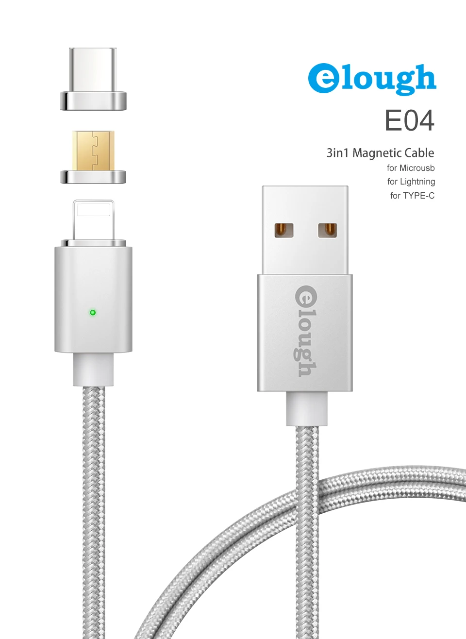 Elough E04 Магнитный зарядное устройство USB кабель для iPhone Micro usb type C кабель для мобильного телефона Быстрая зарядка магнит Зарядное устройство