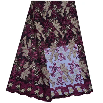 

Embroidered Tulle Lace Fabric 2018 African French Lace Fabric High Quality With Stones Guipure Lace Trim Fabric S1179