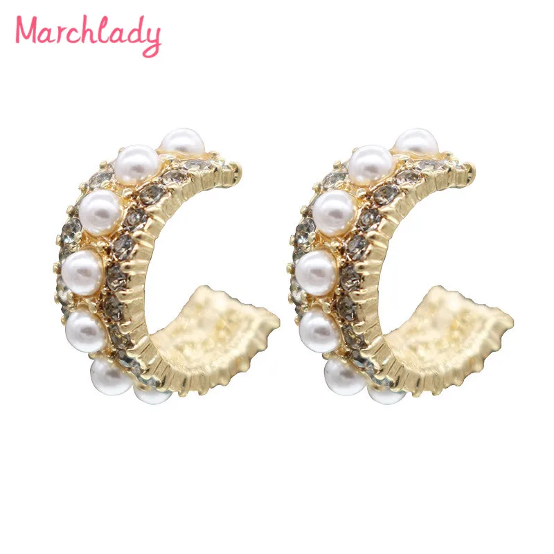 

Korean Zinc Alloy Stud Earrings For Women Acrylic Pearls Accessories Boho Brincos Gold Color Femme Earring Brincos Wholesale