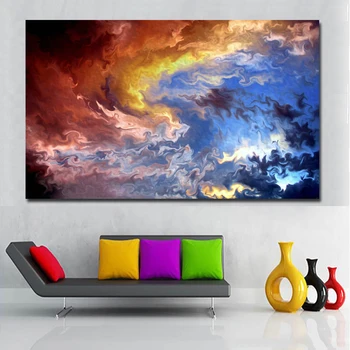 

1 Pcs Abstract Art Canvas Painting Colorful Clouds Picture Canvas Printed Wall Art Print Posters For Living Room Unframed