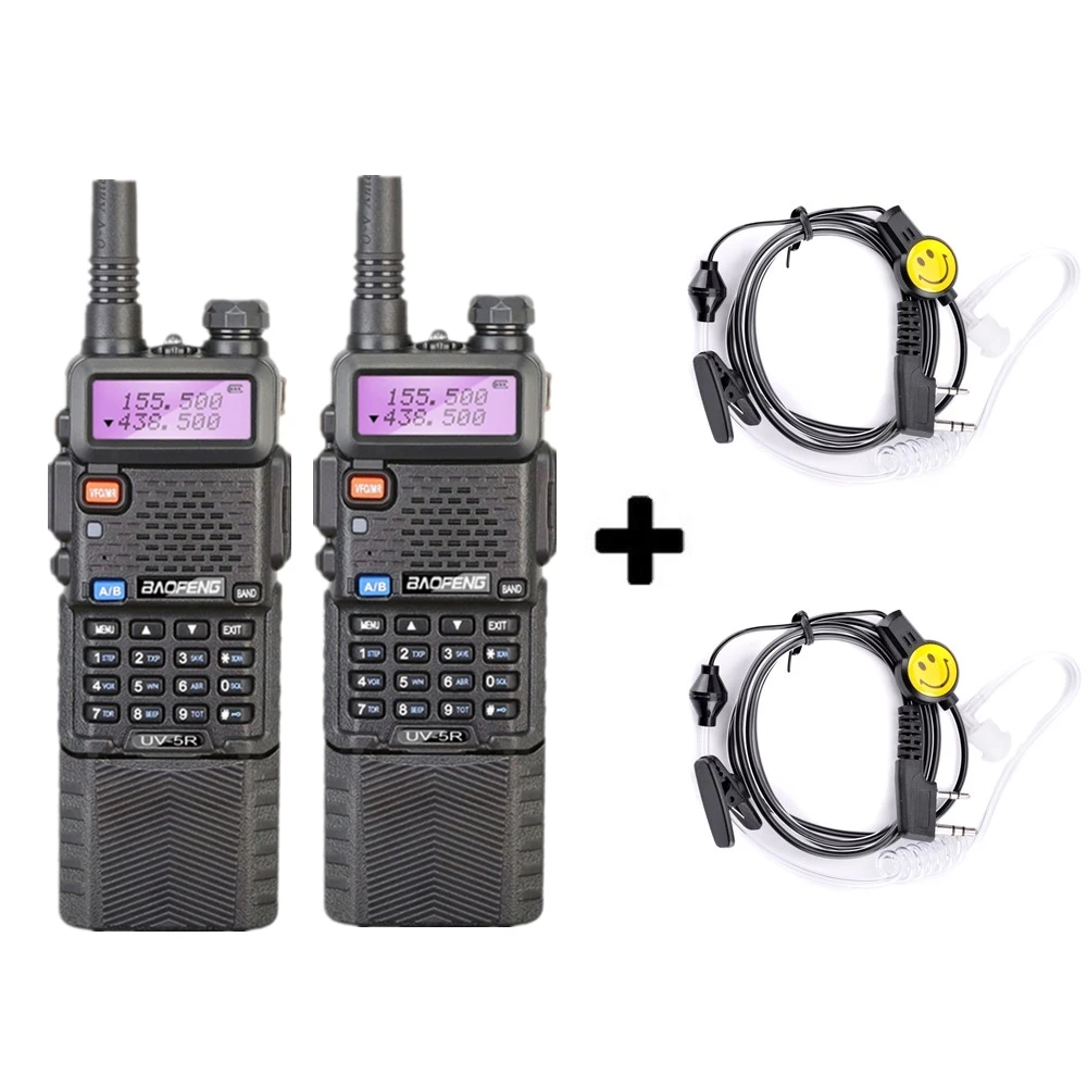 2 шт Baofeng UV-5R 3800 мАч дальняя рация 10 км Двухдиапазонная UHF& VHF UV5R Ham Hf трансивер портативная UV 5R радиостанция - Цвет: Add 2 smile headsets