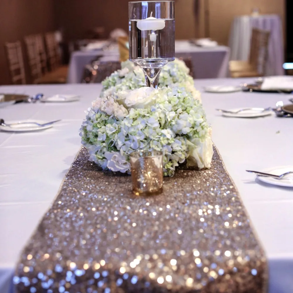 Fengrise Paillettes Or Rose Sequin Chemin De Table Pour Mariage