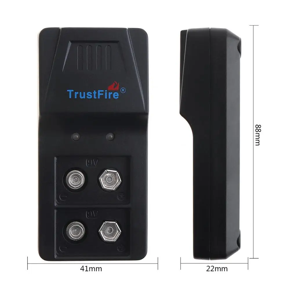 Trustfire интеллектуальное зарядное устройство 9VBC01 литий-ионная батарея 2 слота с микро USB портом зарядки для 9 В литий-ионная батарея/9 в Ni-MH батарея