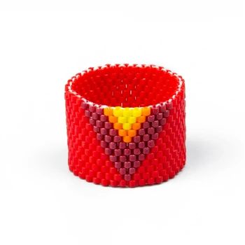 

Shinus 10pcs/lot Miyuki Ring Summer Jewelry Rings For Women Colourful Handmade Beads Woven Red Rings Wholesale Lots Bulk Anillos