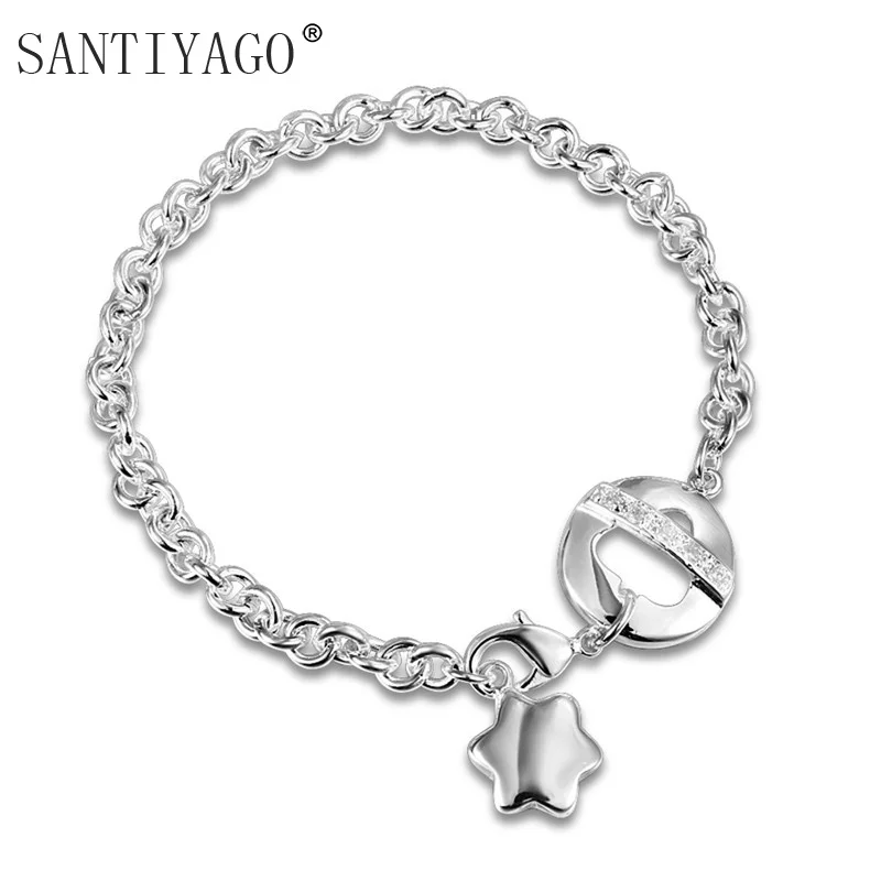 Fashion Link Chain Six Star Charm Bracelet for Women Simple Men