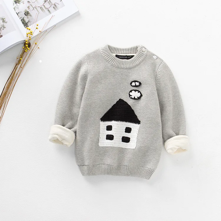 

kids mori girl sweaters house pattern kids clothing autumn winter thick baby boy clothing christmas