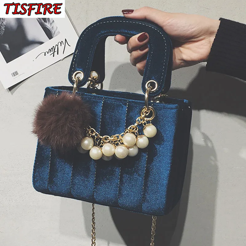 women velvet bag winter luxury designer evening party bags chain