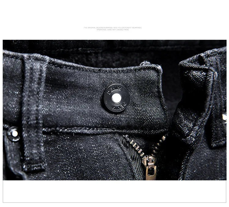 2019 Новое поступление высокое качество повседневное slim fit Вышивка Классический Бизнес Джинсы для женщин, для мужчин узкие брюки, утолщение