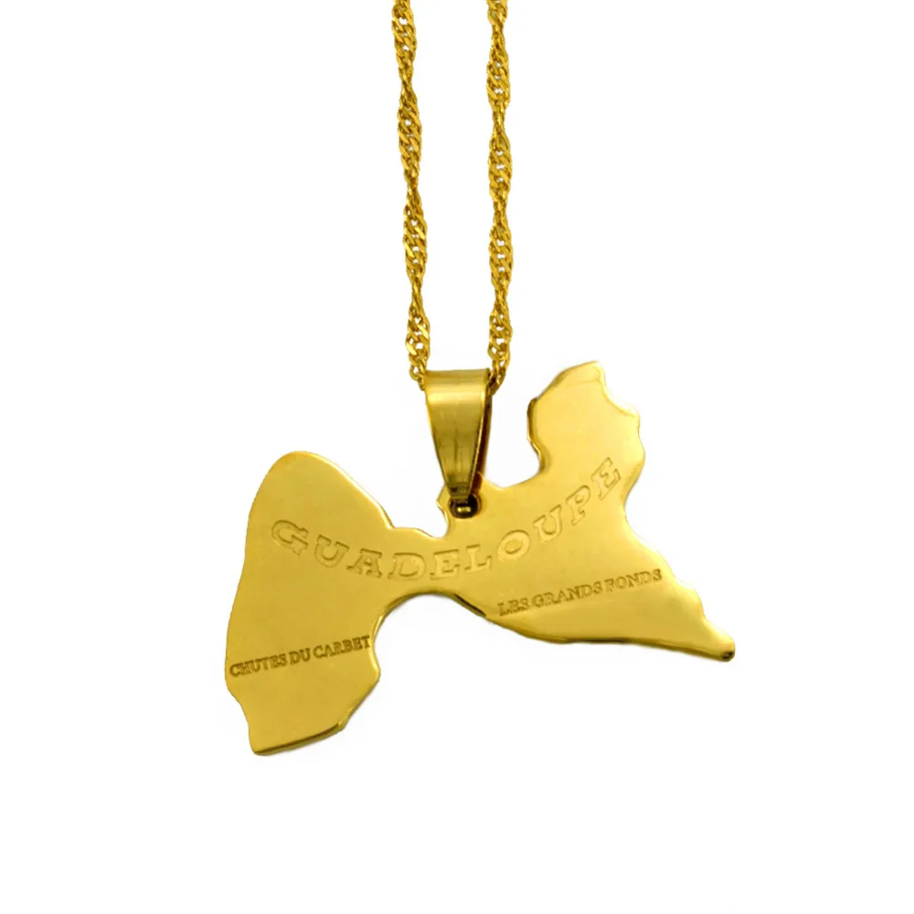 

Guadeloupe Maps Pendant Necklaces for Women Gold Color Jewelry Maps Gifts #J0685