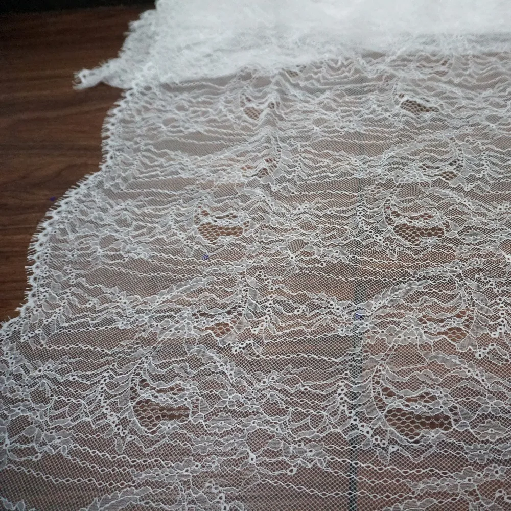 

2019 High end women See-through dress lace! 3 Meters long French chantilly lace subtle thin quality black lace fabric eyelash!