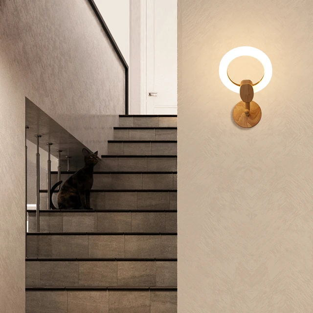 Postmodern Wooden Sconce Wall Lamp Light