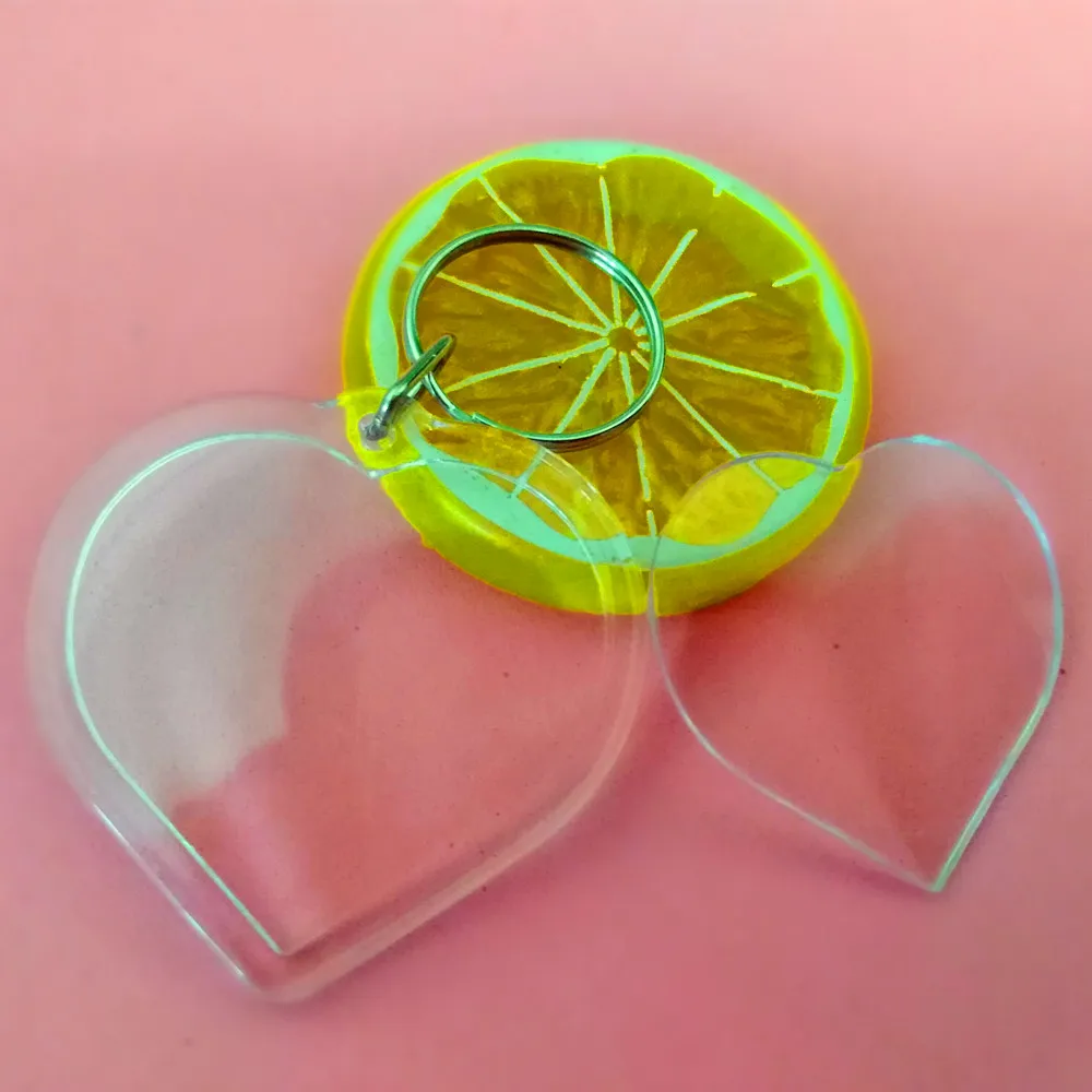 

Free shipping 3pcs/lot Heart Shaped DIY Acrylic Blank Picture Frame Keychains Transparent Blank Insert Photo Keychains