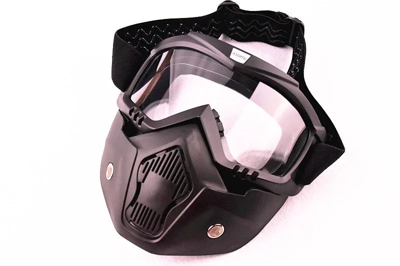 Горячая модульная маска Съемные очки и рот фильтр идеально подходит для открытого лица полушлем для мотоцикла или винтажные шлемы