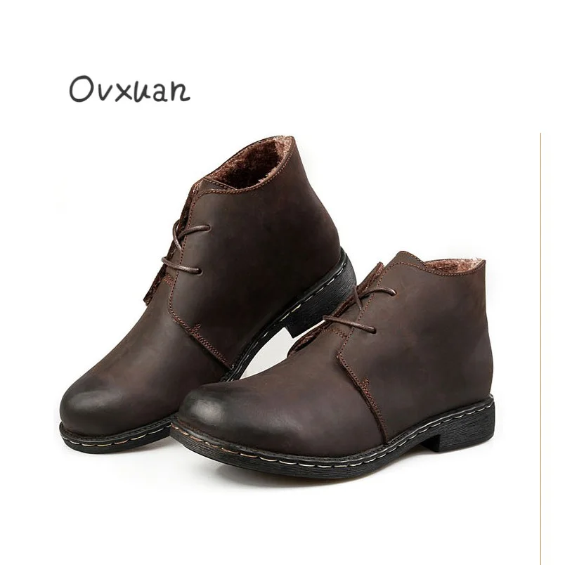 

Ovxuan 2018 Genuine Leather Boots Autumn Winter Ankle Boots Men Motorcycle Safety Snow Shoes Outdoor Casual Working Boots Men