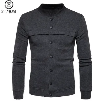 

Men Fashion Slim Fit Hoodies Sweatershirt Baseball Jacket Casual Button Coat Outwear Femmes camisa chemise camicia Mujer Clothes