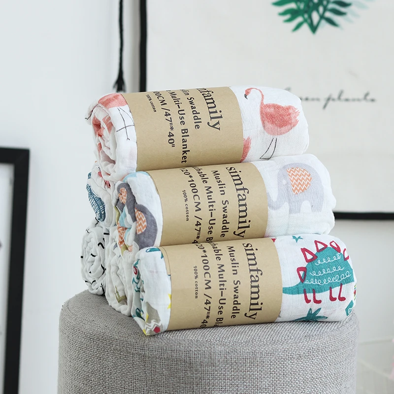[Simfamily] 1Pc100% хлопок Фламинго фрукты печати муслиновые одеяла для новорожденных постельные принадлежности младенческое Пеленальное полотенце для пеленки для новорожденных одеяло