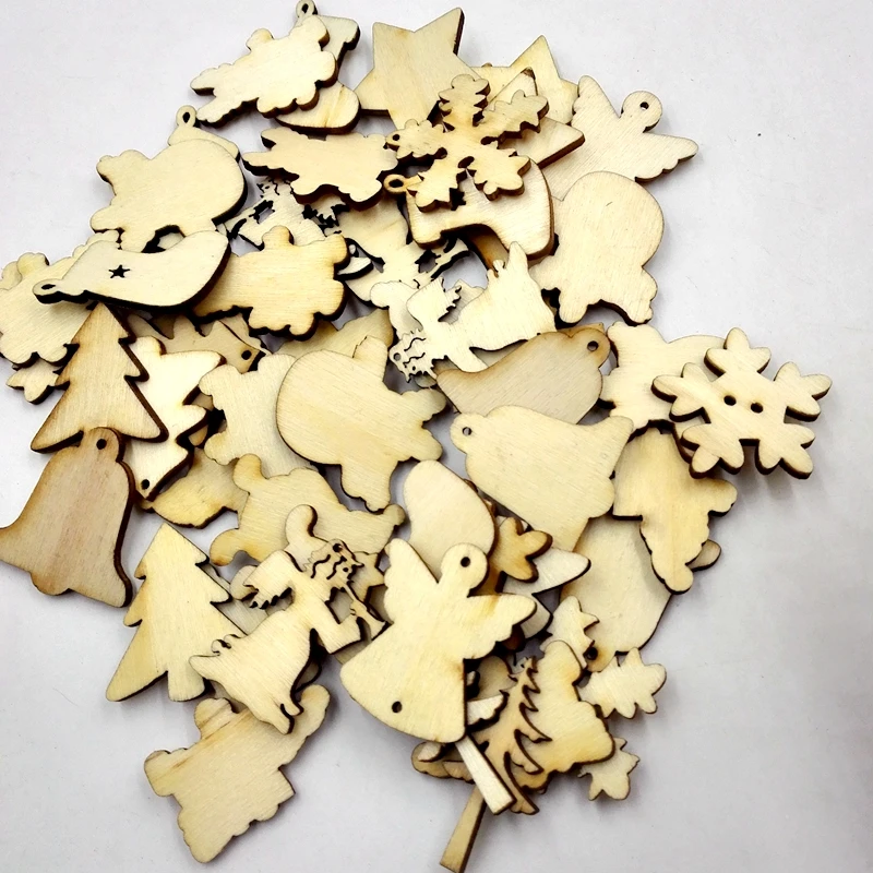 250pcs Assorted Wooden Tags Pieces Embellishment for DIY Party Wedding Decoration