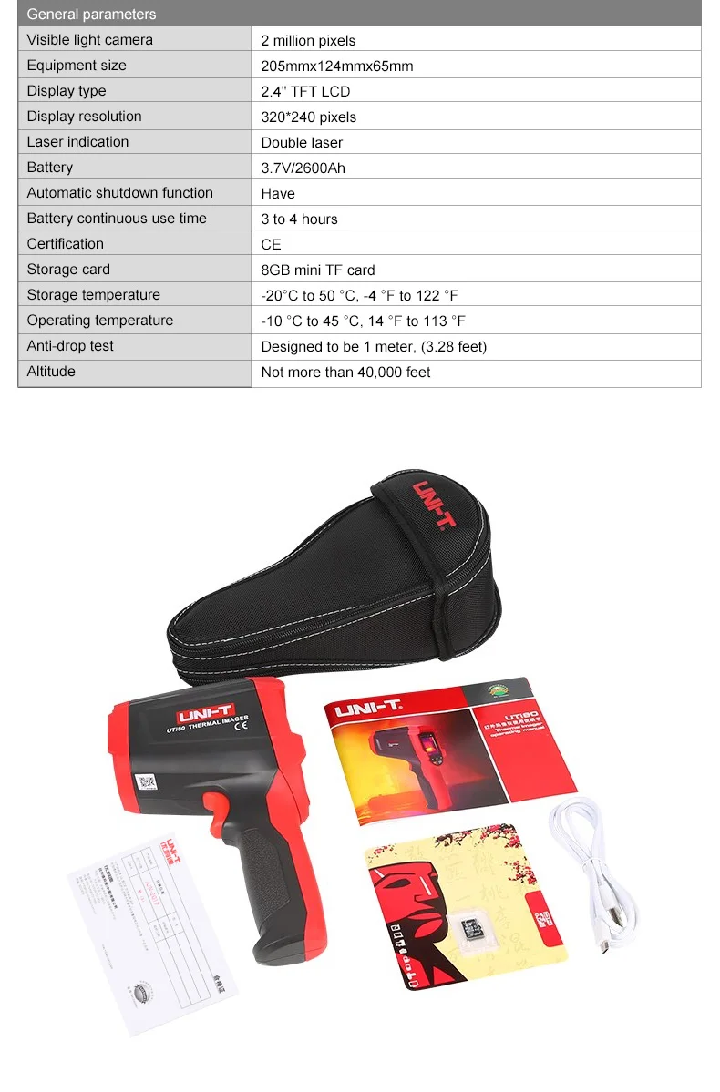 UNI-T UTi89 тепловизионная камера Инфракрасный термометр Imager-30C до 450C градусов 4800 пикселей Высокое разрешение цветной экран