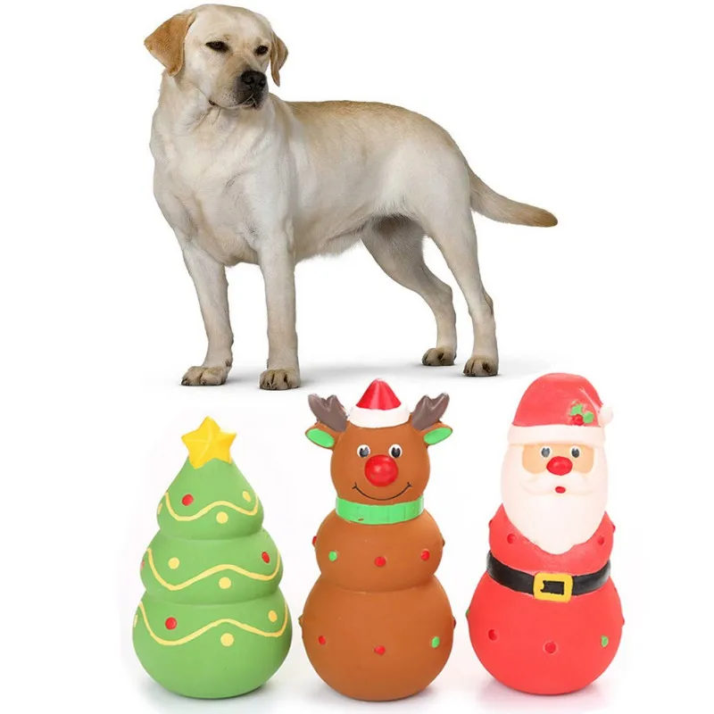 Собака латексная пищащая игрушка смешной Санта Клаус Лось Рождественская кукла на дерево собака чистка зубов Жевательная обучающая игрушка продукция для домашних животных