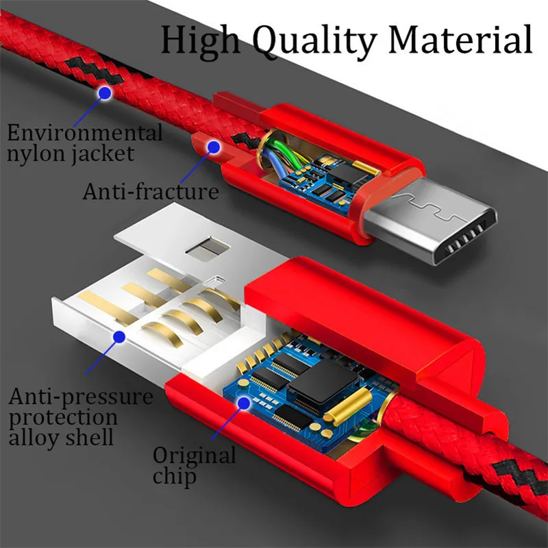 Быстрая зарядка для Xiao mi провод usb кабель samsung Galaxy S10 A50 Xiaomi 9 huawei iPhone type C Red Note