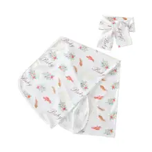 Модное детское одеяло для новорожденных, хлопковое, цветочное, перьевое, платочная повязка на голову, пеленка