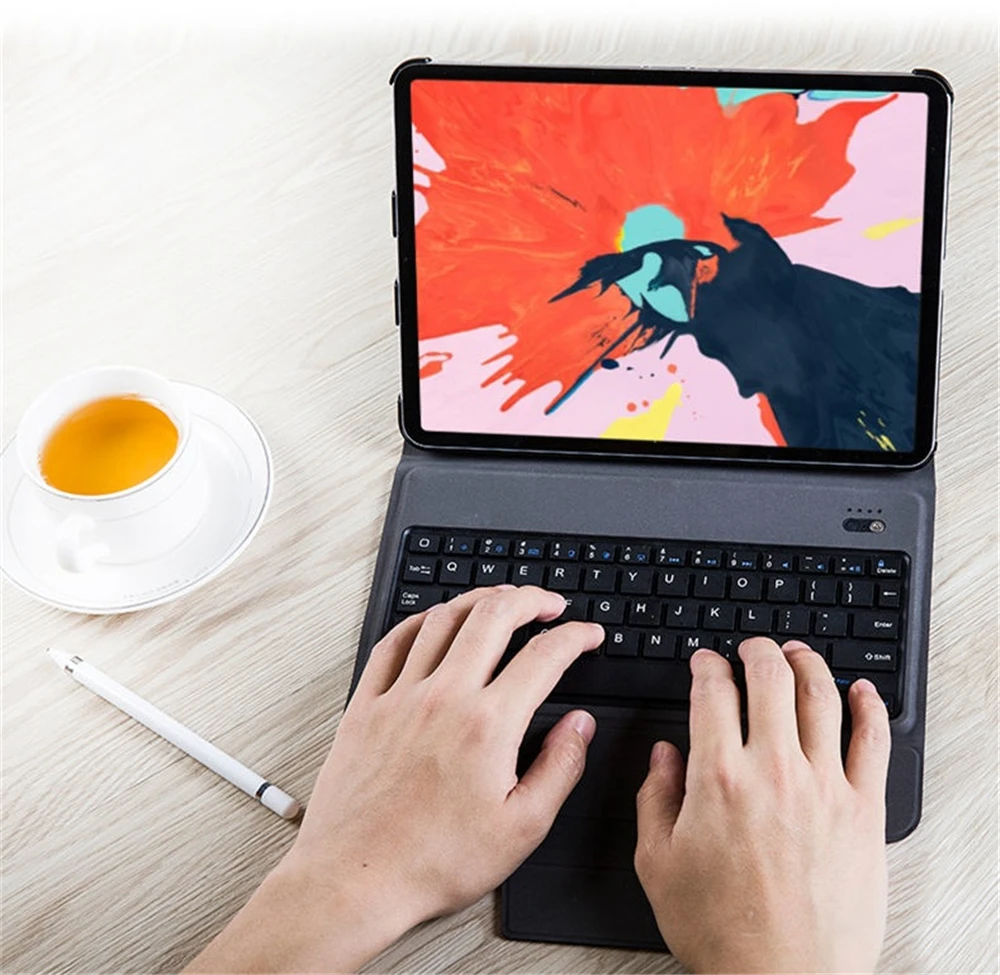 

Ultra Slim Case W Keyboard for iPad pro 12.9 2018 Lightweight One-Piece Wireless Keyboard Stand Auto Wake Sleep Case Cover A1876
