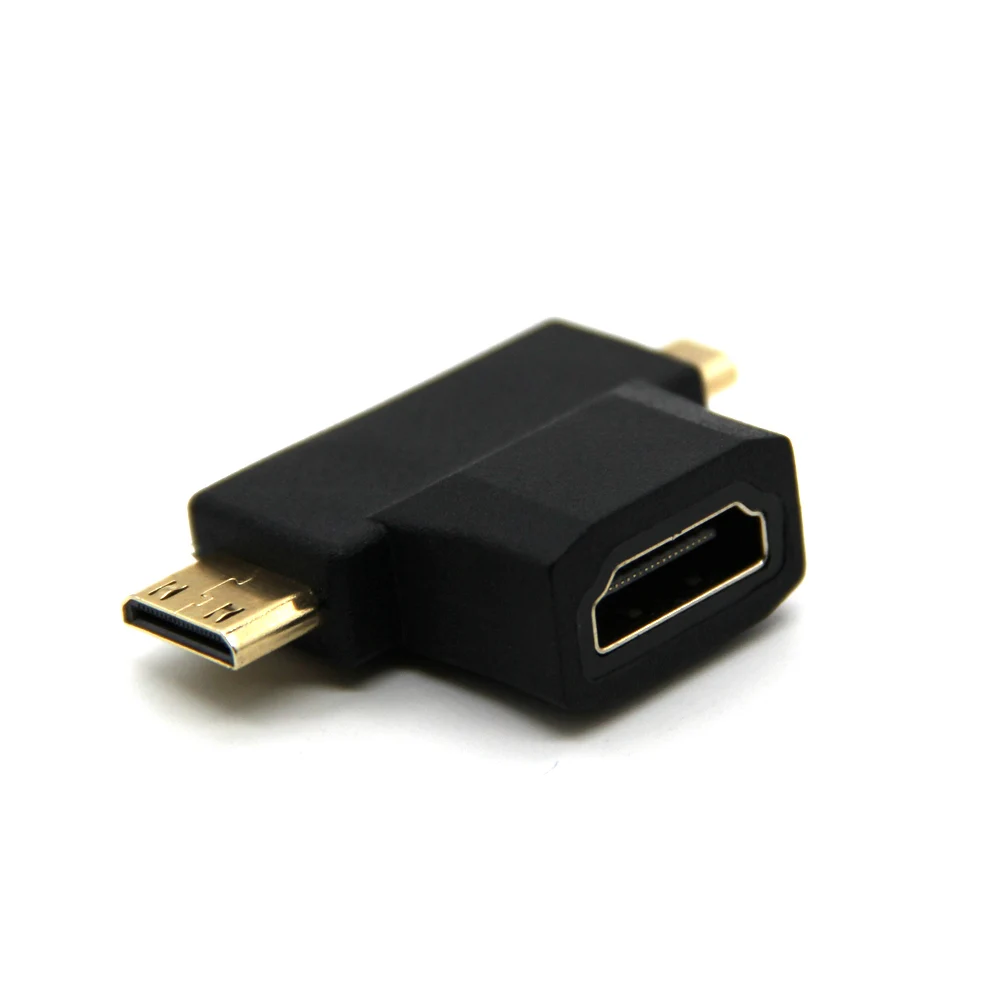 Адаптер 2 в 1 с Mini HDMI папа + Micro на мама конвертер 90 градусов для планшета ноутбука