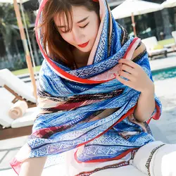 Для женщин Модный Шарф хлопковый шарф шаль дамы Ретро Винтаж печати шарфы для качественная шаль обёрточная бумага