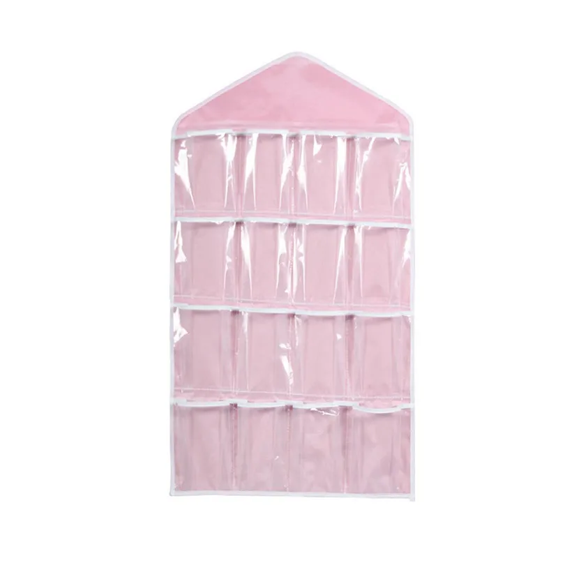 Under Bed Storage Cover For Clothes 16 Pockets Clear Hanging Bag Socks Bra Underwear Rack Hanger Storage Organizer  (3)